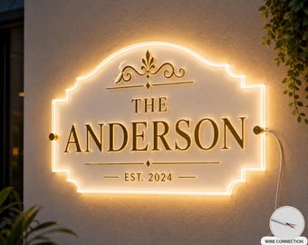 Rechteckiges hinterleuchtetes Acrylschild, benutzerdefiniertes LED-Business-Logo, Familiennamen-Schild