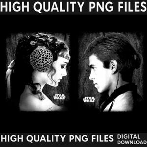 StarWars Padmé & Anakin Digital Download, Retro Romantic Couple, Attack of the Clones, Galaxy’s Edge Couple Trip, Padmé PNG, Anakin PNG