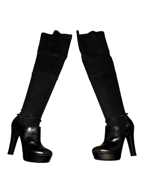 Viktor & Rolf vintage 90’s over knee boots high heel black with box