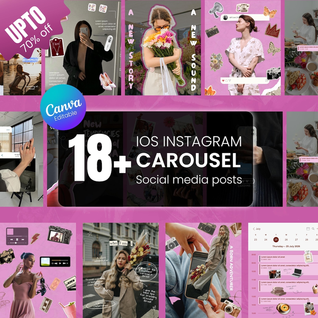 Instagram Carousel Templates | Aesthetic Canva Social Media Kit ...
