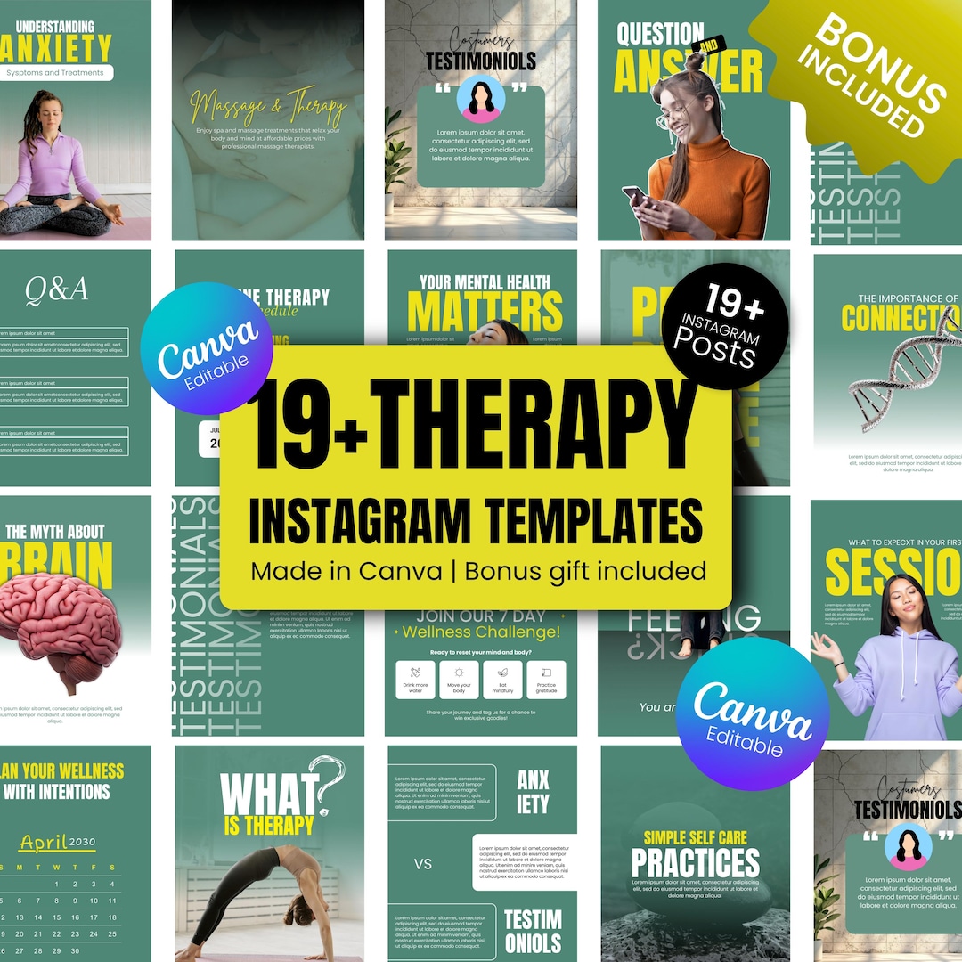 Therapist Instagram Template | 19+ Editable Canva Templates for Mental ...