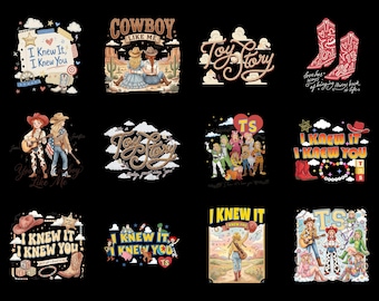 Retro Toy Story 5 PNG, I Knew It I Knew You Western Cowgirl Boots Friendship Bracelet Shirt Design Graphic Download File