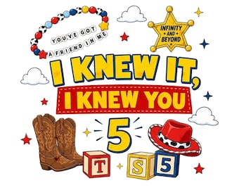 Vintage Toy Story TS I Knew It I Knew You PNG Design, Western Cowgirl Digital Download, Birthday Era Graphic for T-Shirt Mug Sticker