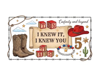 Vintage Toy Story 5 PNG, I Knew It I Knew You Western Cowgirl Boots Friendship Bracelet Shirt Design Graphic Download File