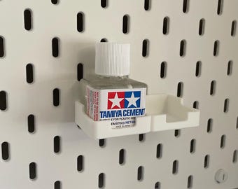 Tamiya liquid cement storage tray for Skadis pegboard | single, double and triple