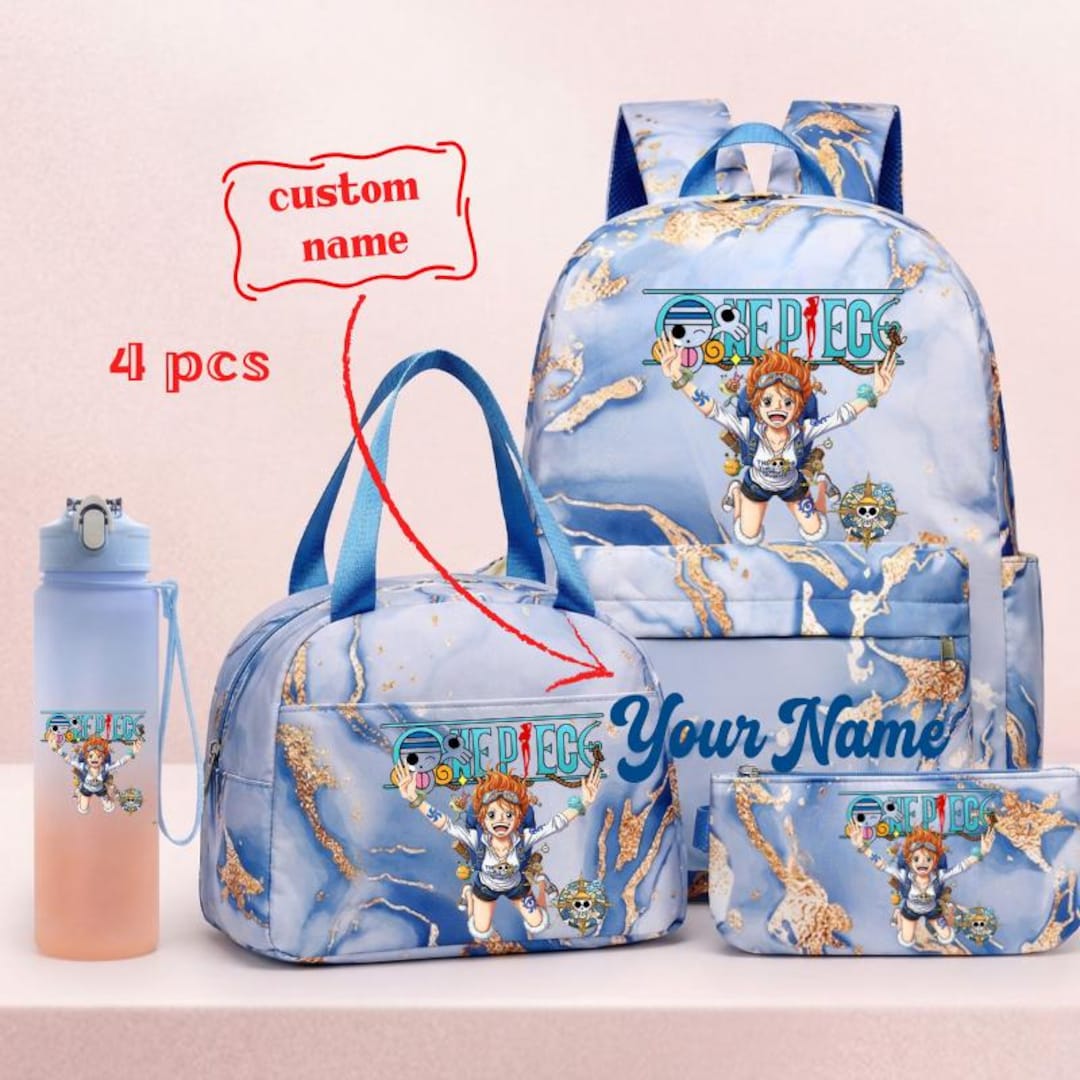 One Piece Nami Anime Backpack Set 4PCS, Kawaii School Bag (custom Name ...