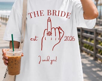 JGA Shirt Damen personalisiert mit Est. Jahr - Frontprint, Jga Tshirts Team Braut Geschenk, Brautjungfern Junggesellinnenabschied Geschenk