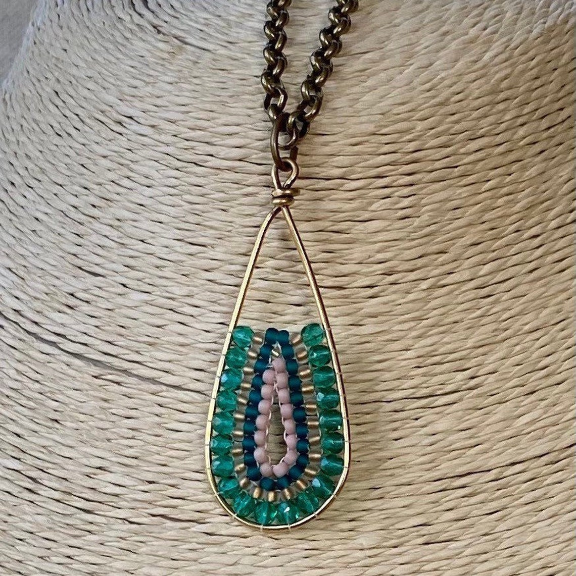 Beaded Teardrop Necklace Seed Bead Teardrop Necklace Etsy UK
