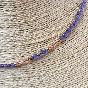 Beaded Necklace, Seed Beed Necklace, Rose Gold Necklace, Layering Necklace, Amethyst Crystal Bead Necklace, Minimalist Necklace