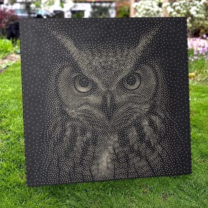 Vector de arte de búho punteado, archivo para grabado láser CNC (archivos svg, dxf y png)