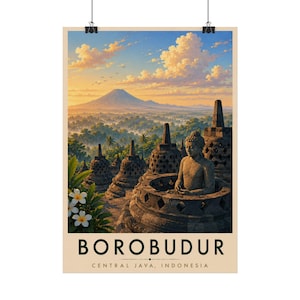 Borobudur-templet Poster | Resekonsttryck i Centrala Java, Indonesien