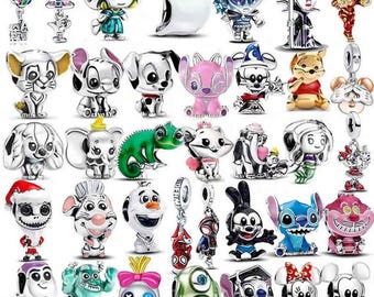 Dijes colgantes de la serie Disney en plata de ley 925 compatibles con pulseras Pandora, un bonito regalo de joyería DIY para ella.