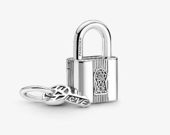 Padlock and Key Charm for Bracelet - Pandora Fit Charm Sterling Silver S925