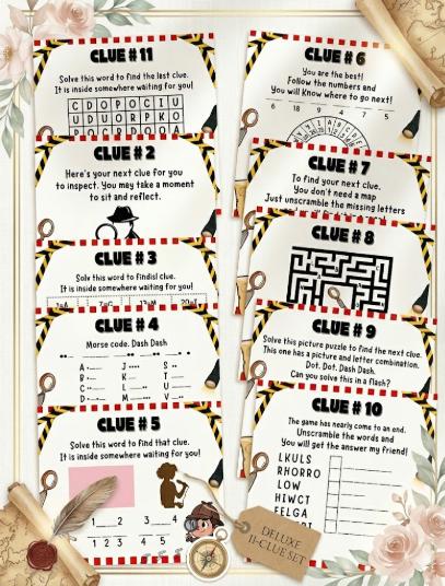Detective Scavenger Hunt for Teens Kids Spy Birthday Treasure Hunt