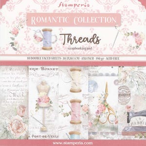 Set di carte per scrapbooking. Romantic Threads, 10 fogli 20,3 x 20,3