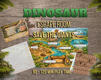 Printable Dinosaur Escape Room Game for Adults, Jurassic Mystery Party Game, At Home Escape Room, Save the Giants