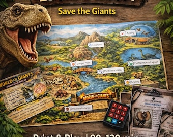 Dinosaur Escape Room Printable, Jurassic Puzzle Game for Teens & Adults, At Home Escape Room Kit, Birthday Party Game, Mystery Game