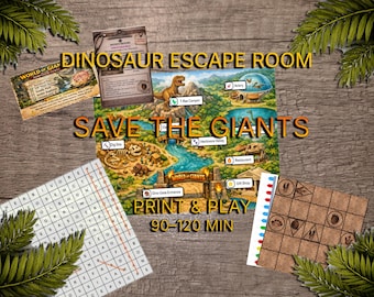 Dinosaur Escape Room Game, Jurassic Mystery Party, At Home Adventure (1-4 Players)