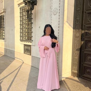 dusty pink dress muslimah Long Sleeve Criss Cross Maxi Dress