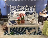 Miniature room diorama, porch, miniature scene, shadow box, diorama, fairy garden, summer scene, wicker couch and chair, miniature lanai