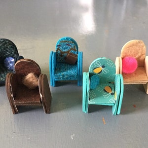 Miniature chair, Armchair, dollhouse chair, miniature wooden chair, tiny chair, dollhouse decor, chair and pillow, handmade
