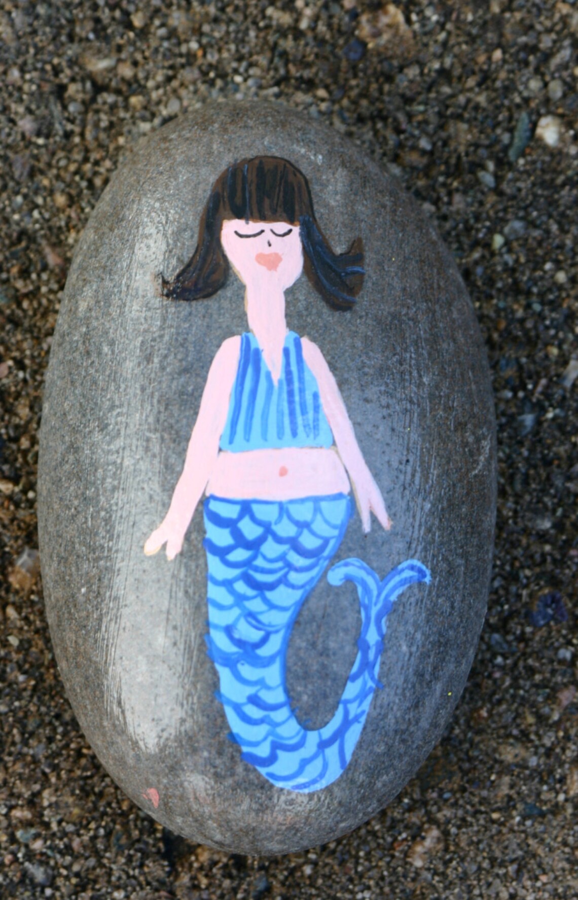 Guijarros pintados piedra roca playero sirena pinturas | Etsy