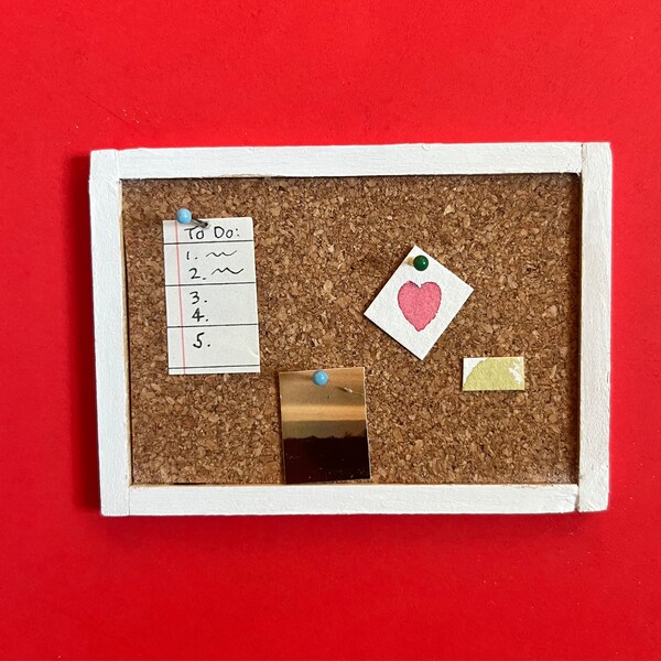 Miniature cork board, message board, dollhouse miniature, miniature, fairy garden, miniature office, tiny cork board, miniature kitchen