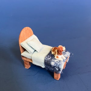 Bed, Dollhouse miniature, dollhouse furniture, dollhouse bed, dollhouse bedroom, fairy garden, miniature, handmade, miniature bed