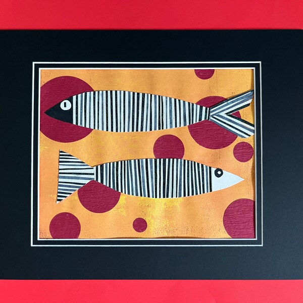 Mixed Media Fish Art Etsy