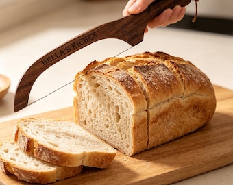 Personalized Sourdough Bread Knife, Engraved Fiddle Knife, High-Carbon Steel Blade