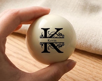 Custom Engraved Pool Cue Ball, Personalized Billiards Gift, Wooden Box Included