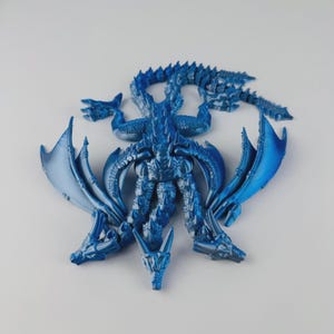 3D Printed Three Headed Hydra Articulated Dragon, Mythical Kaiju Action Figure, Adult Fidget Gamer Flexible Toy, Stress Relief Desk Decor