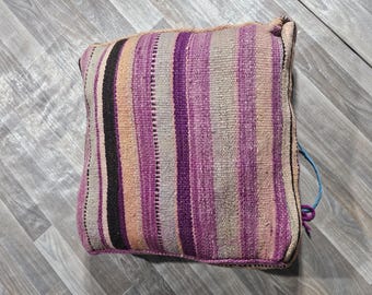 Vintage Pouf Moroccan Rug, Handmade Moroccan Wool Pouf, Vintage Moroccan Wool Pouf, Beni Ourain Ottoman, Patterns Living Room Decor 60x60cm