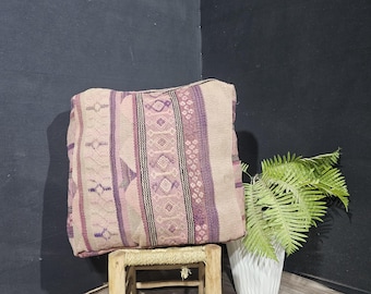 moroccan floor pouf, handmade wool pouf, berber cushion boho floor pouf, kilim pouf, ottoman square pouf, neutral decor living room Pouf.