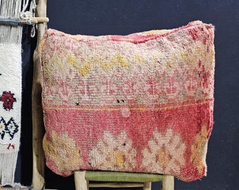 Vintage Pouf, Moroccan Berber Patterns Pouf, Bohemian Ottoman Pouf, Dotted Berber Pouf, Decoration Striped Pouf, Beni Ourain Ottoman Pouf.