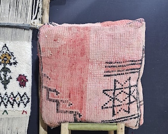 Puf de lana hecho a mano, estampados bereberes marroquíes, puf otomano bohemio, puf bereber de lunares, puf a rayas hecho a mano, puf otomano Beni Ourain.