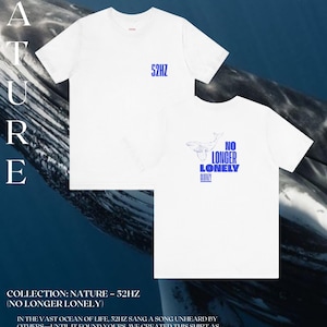 CLOTHZY| 52Hz No Longer Lonely - Minimalist Whale Graphic Tee (Unisex) - Double Sided T-shirt - Unique Ocean Lover Gift - Sketch Art Shirt
