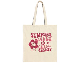 Torba typu tote z ilustracją Summer Beach | Płótno bawełniane
