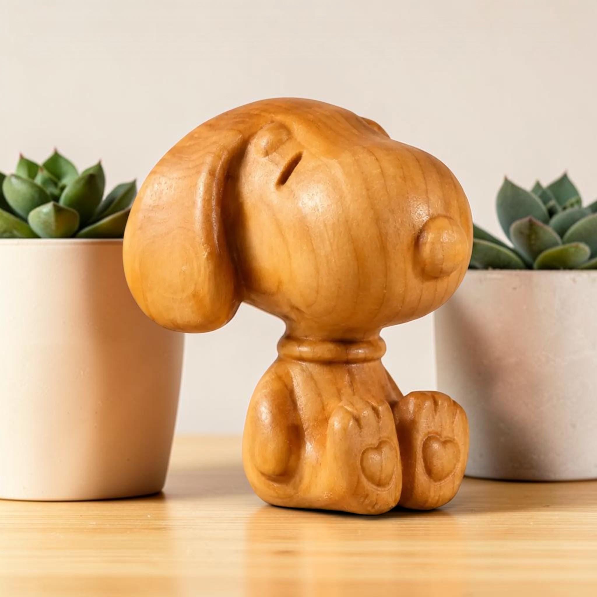 Wood carved snoopy - Etsy 日本