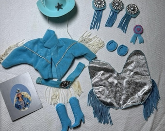 Vintage Mattel Western Stampin Barbie Horse ACCESSORIES 1993 BLUE Silver Lot