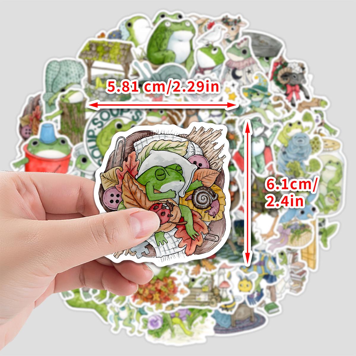 50pcs Cute Frog Stickers Pack, Kawaii Cartoon Frog Vinyl Decals for ...