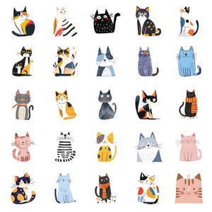 50 süße Katzen Aufkleber, Kawaii wasserdichte Vinyl-Aufkleber für Laptop, Planer & Wasserflasche, Scrapbooking Zubehör, Geschenk für Katzenliebhaber