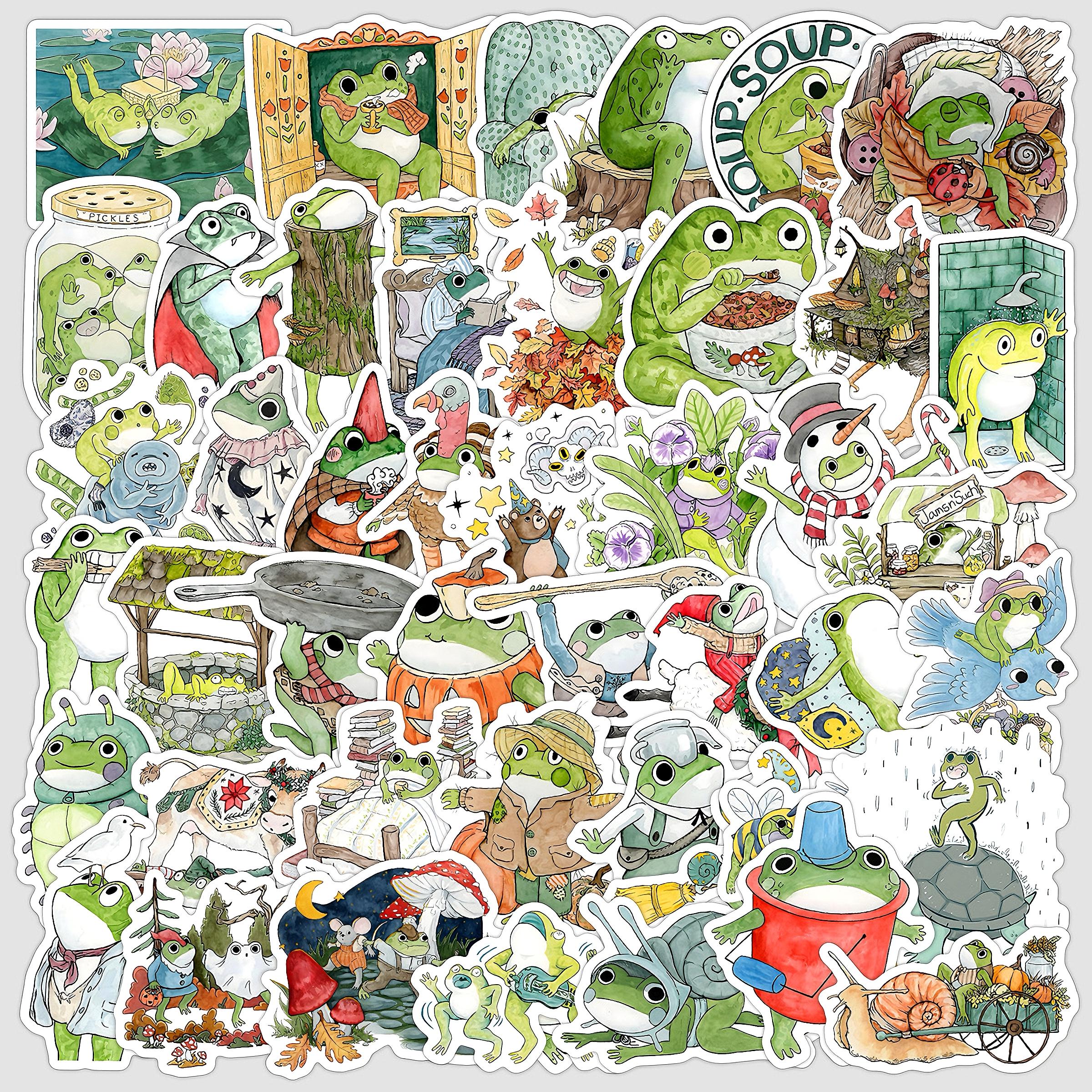 50pcs Cute Frog Stickers Pack, Kawaii Cartoon Frog Vinyl Decals for ...