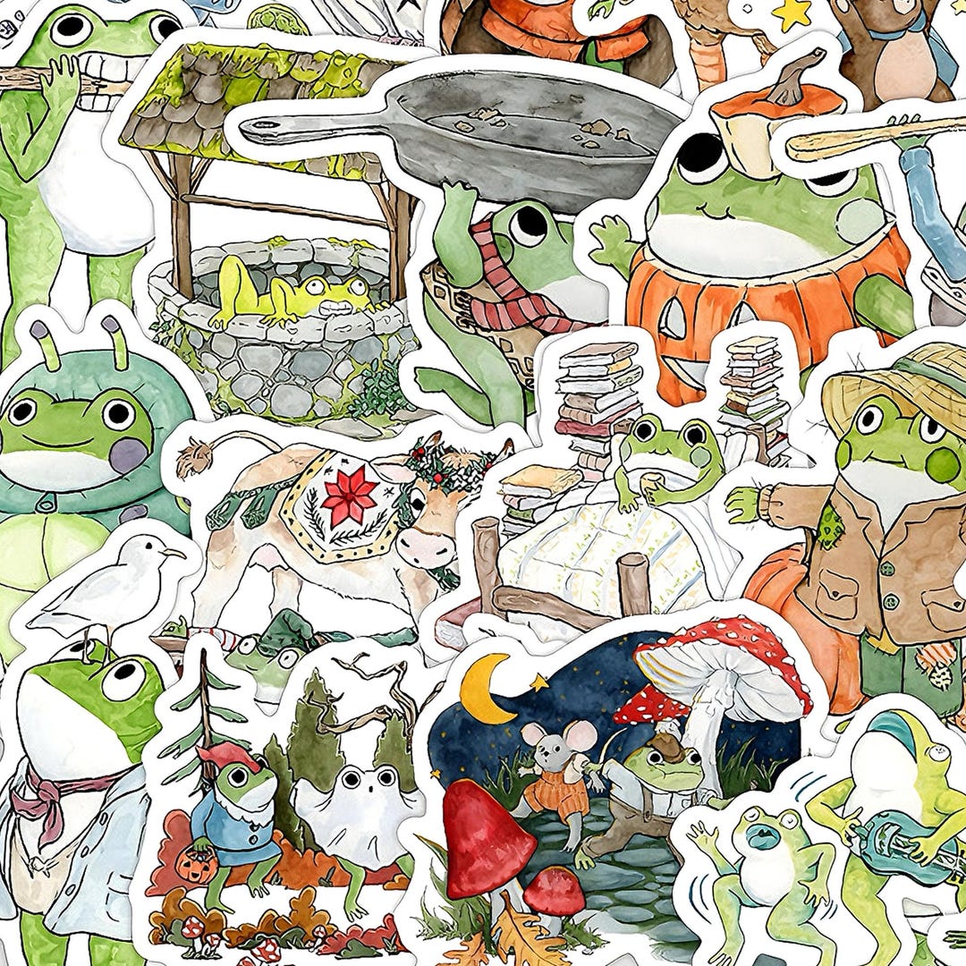 50pcs Cute Frog Stickers Pack, Kawaii Cartoon Frog Vinyl Decals for ...