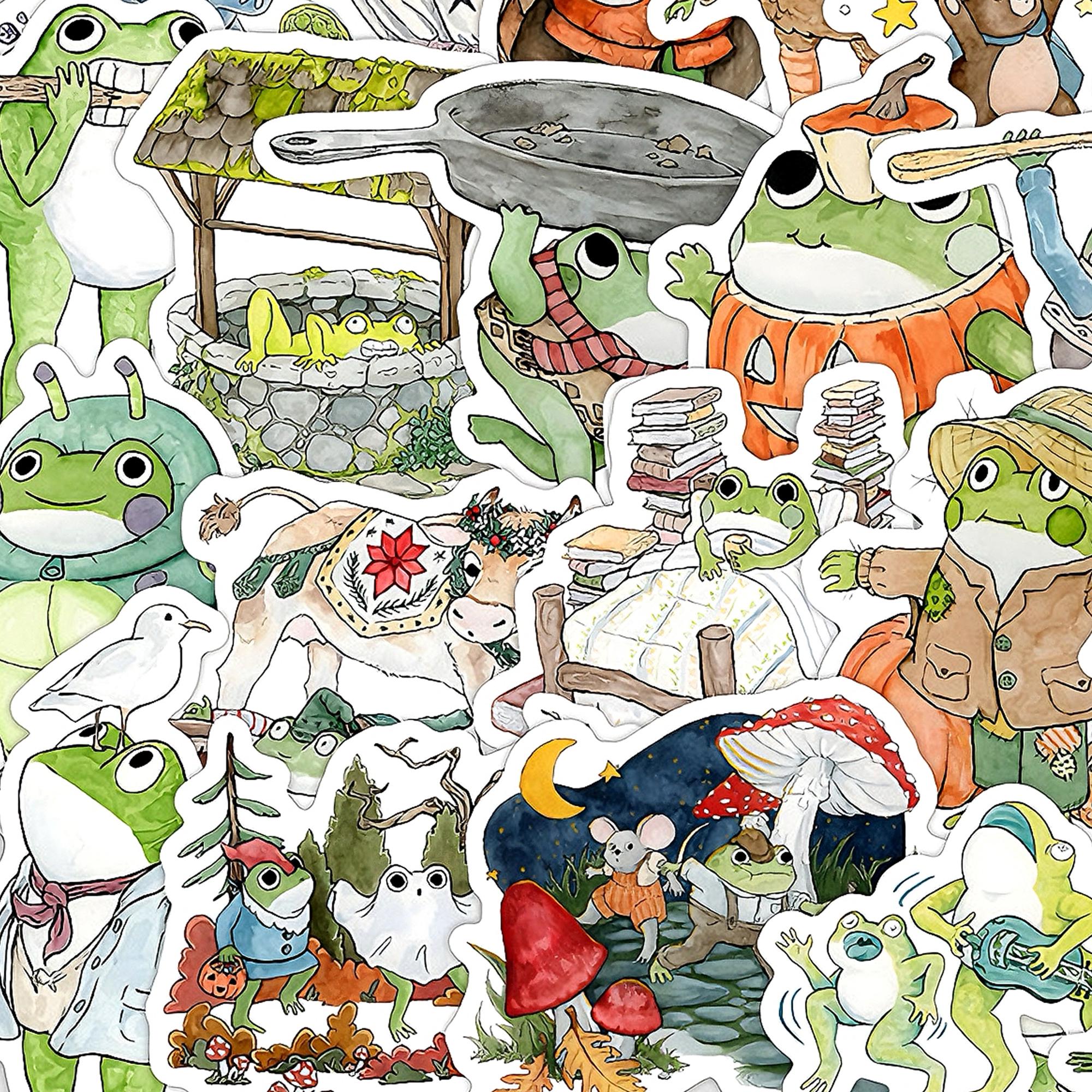 50pcs Cute Frog Stickers Pack, Kawaii Cartoon Frog Vinyl Decals for ...