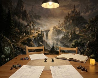 Fantasielandschapsmuurschildering | Meeslepende RPG-gameachtergrond voor op tafel