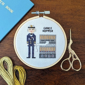 Grace Hopper, Computing Pioneer and U.S. Navy Rear Admiral, Cross Stitch Pattern - Instant PDF Download