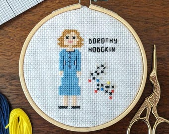 Dorothy Hodgkin, Nobel Prize Winner, Chemist, X-Ray Crystallographer - Instant Download PDF Cross Stitch Pattern