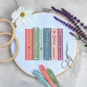 Jane Austen's Complete Works Bookshelf - Instant Download PDF Pattern