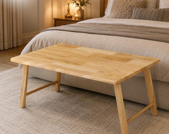 Foldable Wooden Coffee Table, Low Floor Desk, Bamboo Laptop Table for Living Room Use